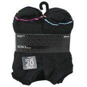 Wholesale - 20pk LADIES BLK XOXO LOW CUT NC SOCKS SIZE 4-10 C/P 48, UPC: 662239095266